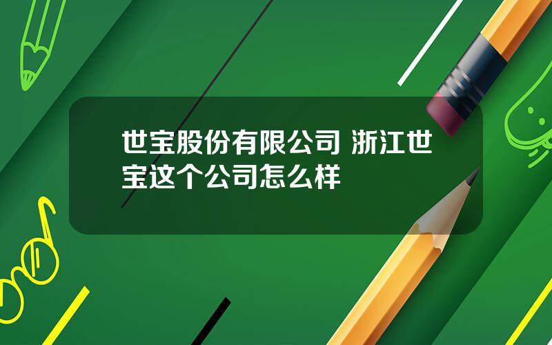 世宝股份有限公司 浙江世宝这个公司怎么样